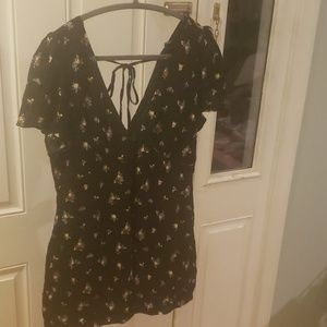 Double v floral romper